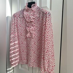 Vintage Susan van heusen Ruffled Polka Dot Blouse (SZ 8)